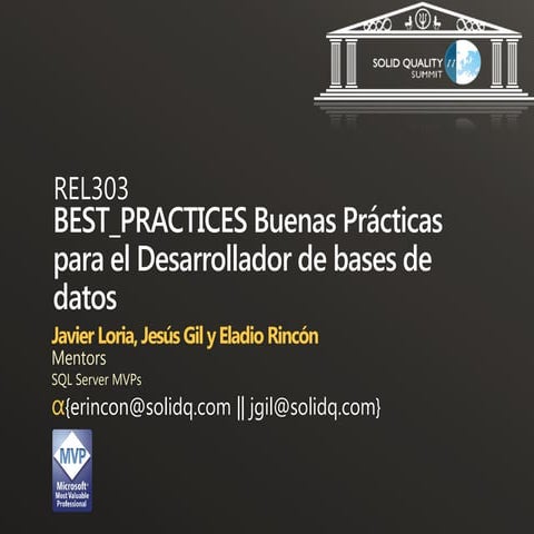 BEST_PRACTICES: Buenas Prácticas para el Desarrollador de bases de datos 