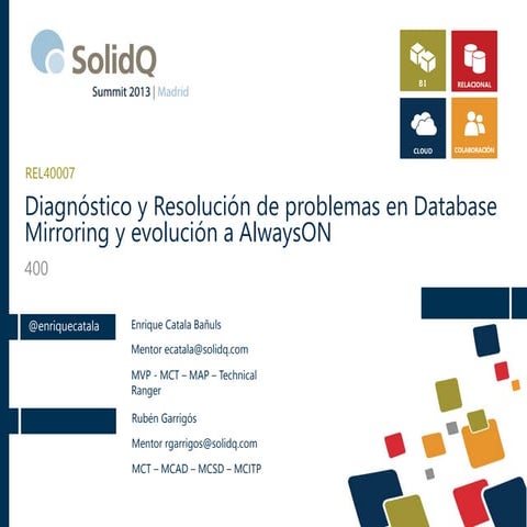 Diagnóstico y resolución problemas mirroring AlwaysOn