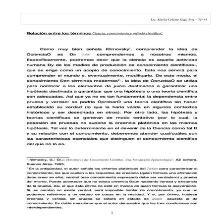 Relación entre 'ciencia', 'conocimiento' y 'método científico'