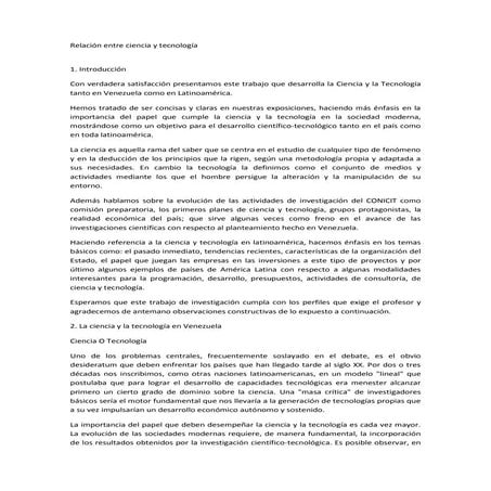 Relación entre ciencia y tecnología