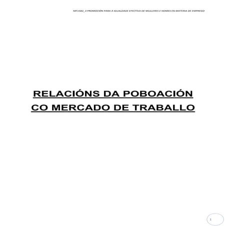 Relacións da poboación co mercado de traballo