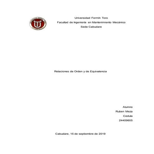 Relaciones de orden y de equivalencia