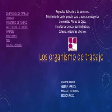 Los organismos de trabajo / Relaciones laborales