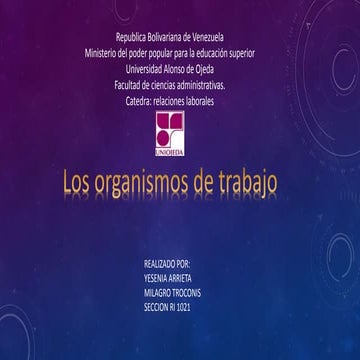 los organismos de trabajo/ yesenia y milagros  Relaciones laborales 