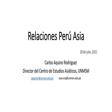 Relaciones del Peru con los países del Asia Historia y situación actual ...