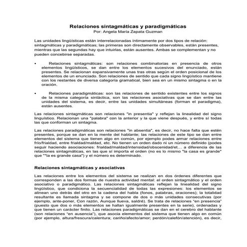Relaciones sintagmaticas y paradigmaticas
