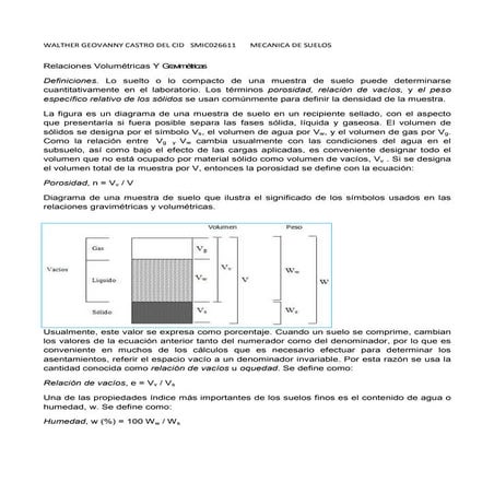 Relaciones volumétricas y gravimétricas