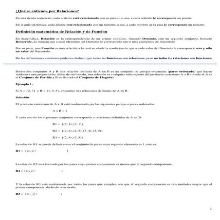 Guía de Estudio sobre Relaciones y Funciones
