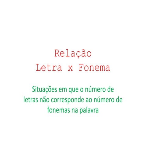 Relação letra x fonema