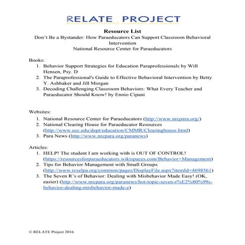 Relate Project Handout