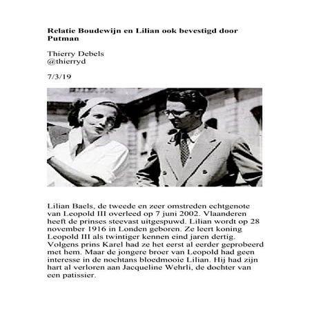 Relatie Boudewijn en Lilian ook bevestigd door Putman
