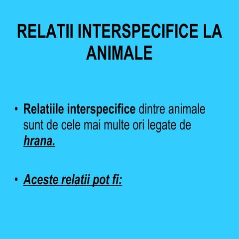 Relatii intere speciile animale