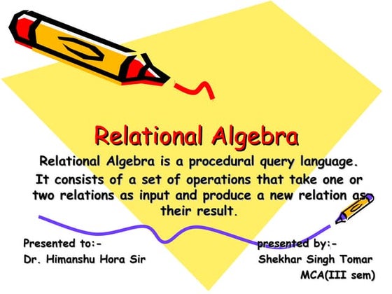Relational algebra ppt | PPT