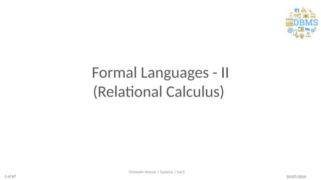Relational Calculus in Database Management System