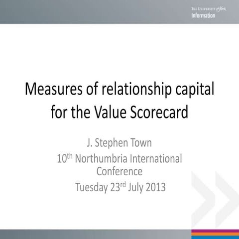 Measures of relationship capital for the Value Scorecard