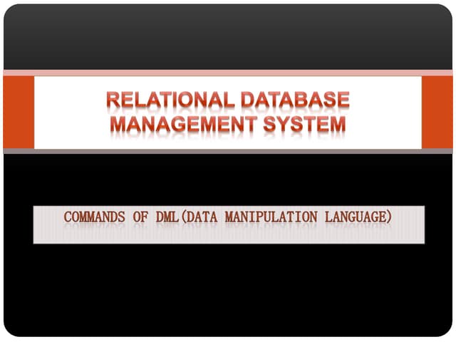 Commands of DML in SQL