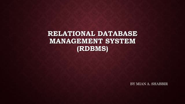 Relational Database Management System