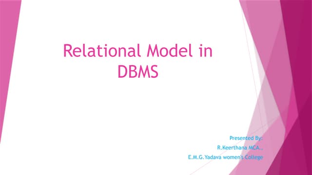 Relational Model in DBMS detail explanation