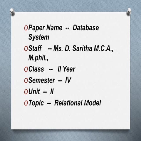 Relational model (unit II)