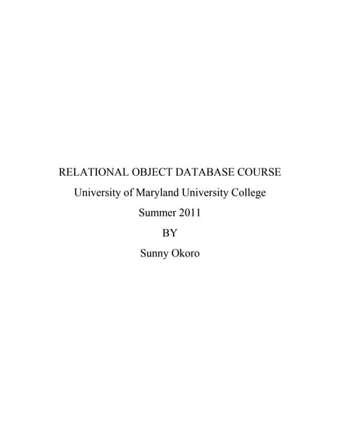 Relational DB  Course 