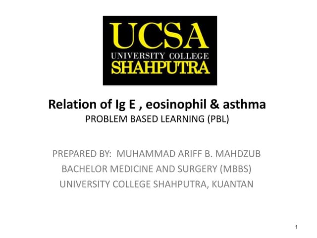 Relation of ig e , eosinophil & asthma