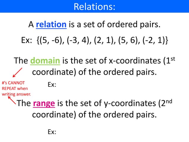 Relations and functions