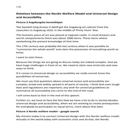Relations between the nordic welfare model and universal design and accessibi...
