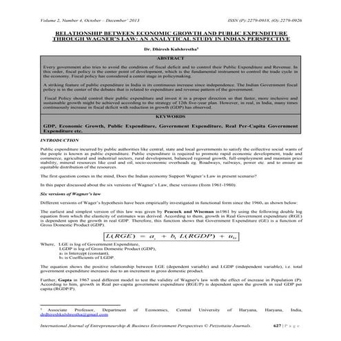 Relationship between economic growth and public expenditure