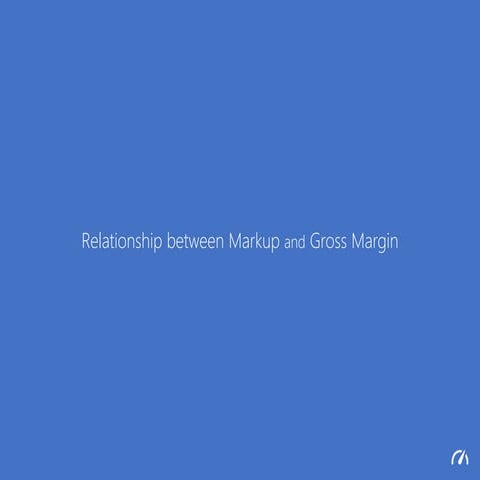 Relationship between Markup and Gross Margin