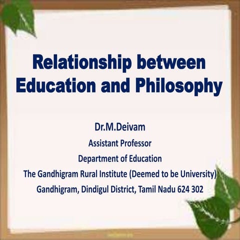Relationship between philosophy and education