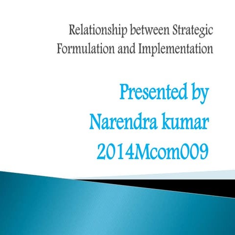 Relationship between strategic formulation and implementation