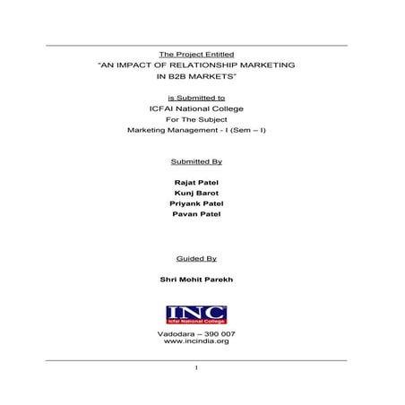 Relationship Marketing In B2 B Marketing.