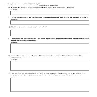 Relationship of angles