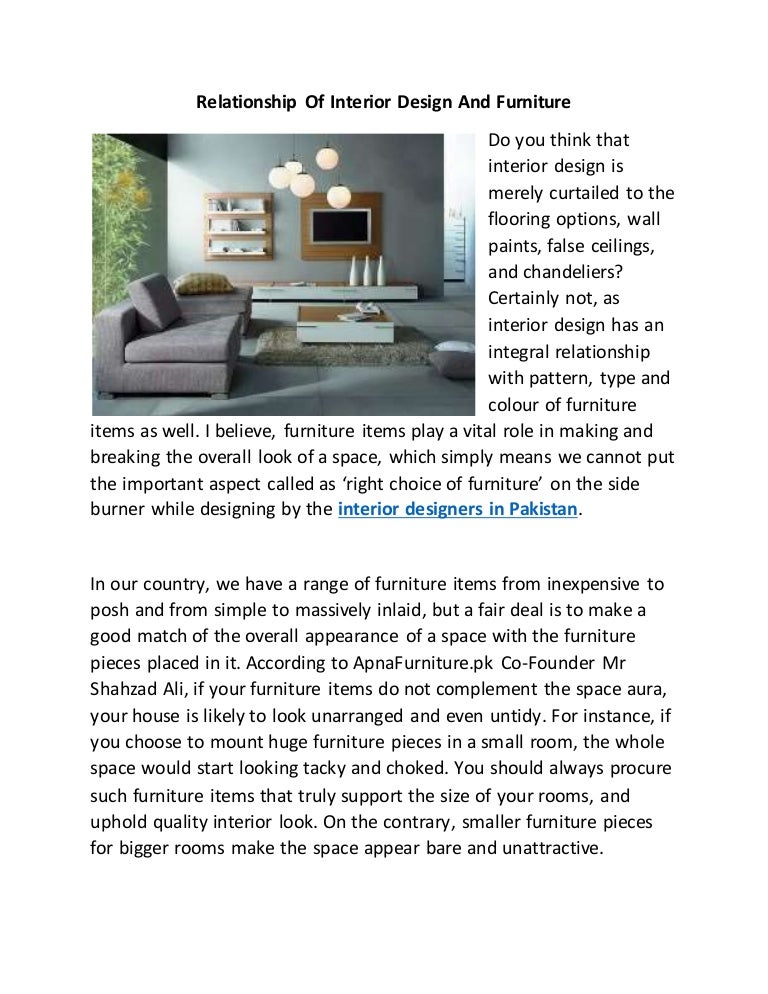 Relationship of interior design and furniture