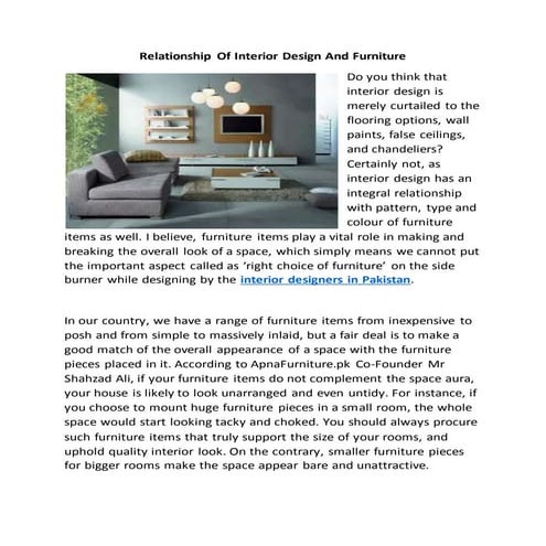 Relationship of interior design and furniture