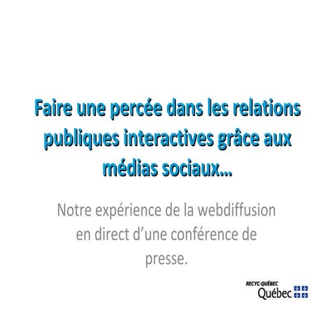Webéducation - Médias sociaux et RECYC-QUÉBEC
