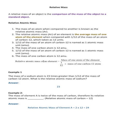 Relative atomic mass