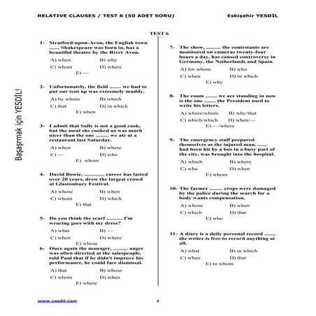 Relative clause test6 | PDF