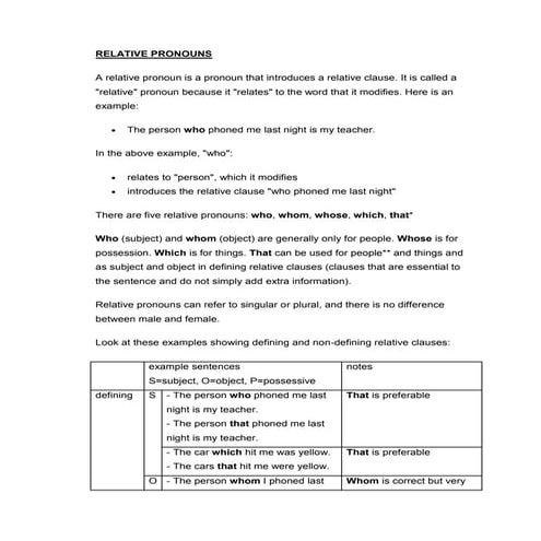 Relative pronouns
