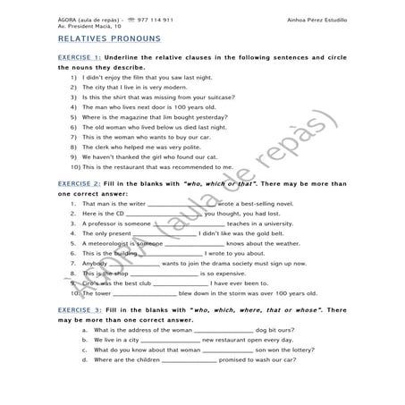 English - Relative pronouns | PDF
