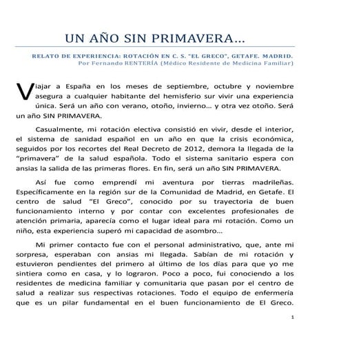 Un año sin primavera