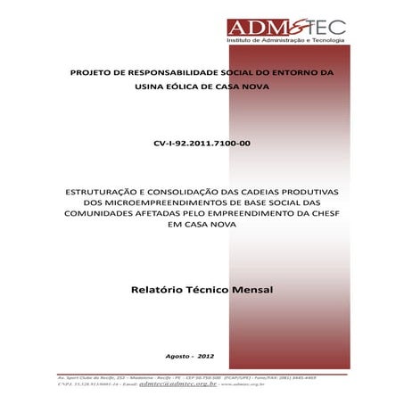 Relatório Agosto 2012