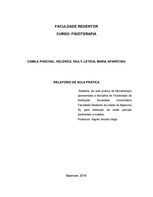 Relatorio da aula pratica microbiologia 04 09 2016