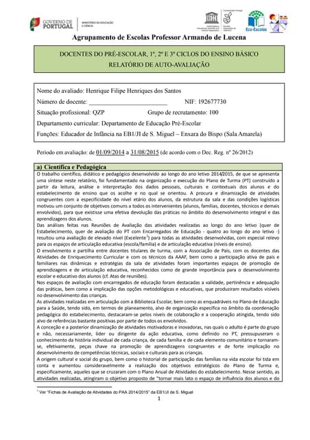 Relatorio de Auto-avaliação Docente...