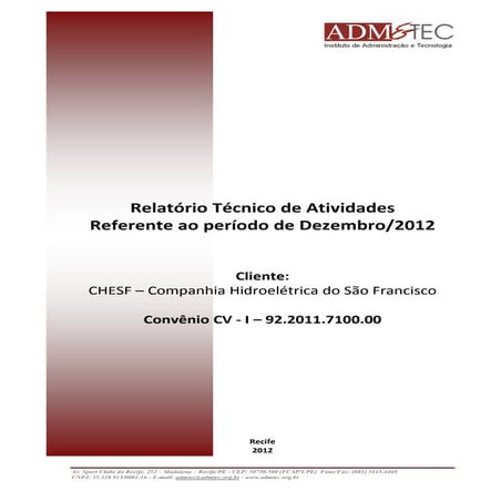 Relatório Dezembro 2012