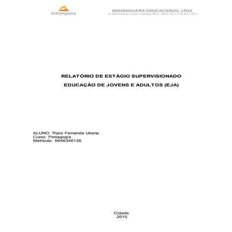 Relatorio estagio pedagogia_thais f. uliana
