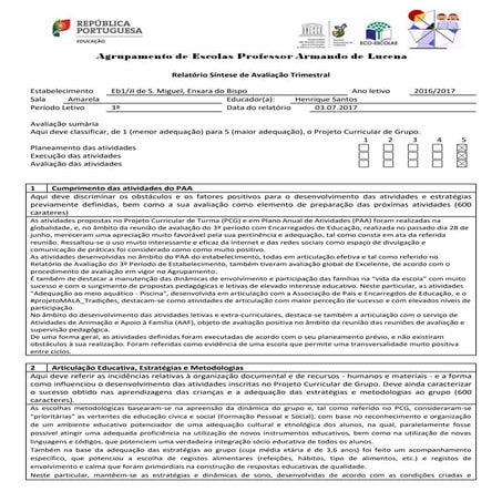 Relatório Síntese 3ºPeríodo (2016/2017)
