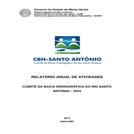 Relatório Anual de Atividades - CBH Santo Antônio 2014
