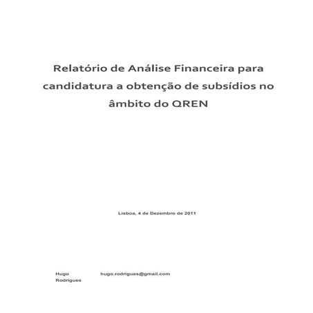 Relatório candidatura QREN