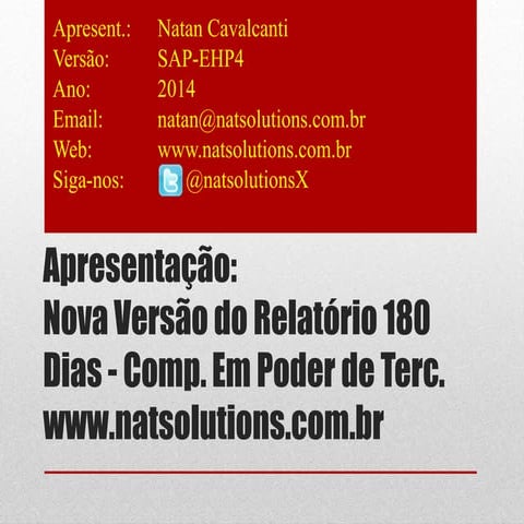 SAP MM - Relatório Controle de Componentes - 180 dias - Nova Versão